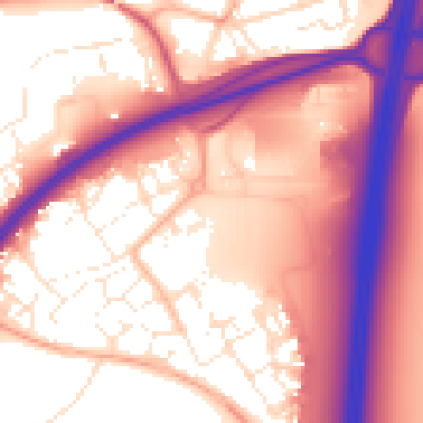 Daytime road noise heatmap for BS24 7PJ