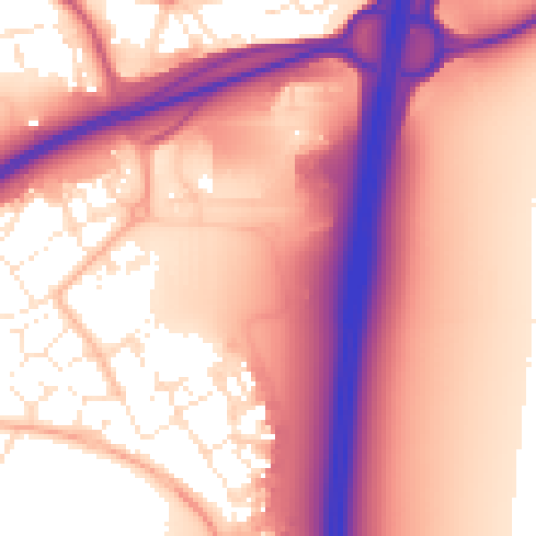 Daytime road noise heatmap for BS24 7PP