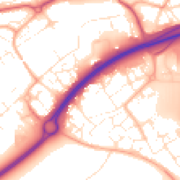 Daytime road noise heatmap for BS24 7TJ