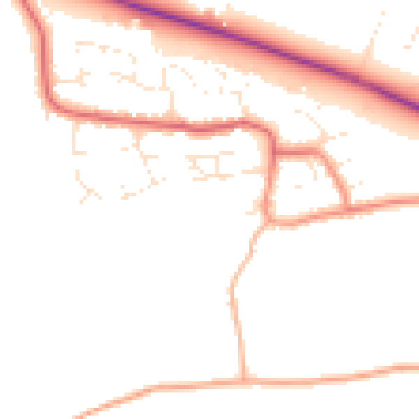 Daytime road noise heatmap for BS24 8DE