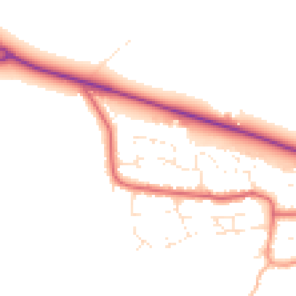 Daytime road noise heatmap for BS24 8EB