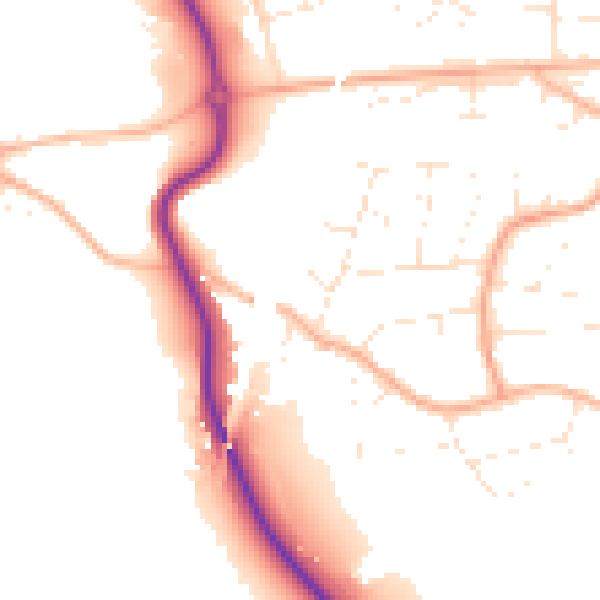 Daytime road noise heatmap for BS24 9JA