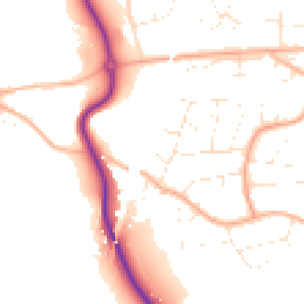 Daytime road noise heatmap for BS24 9LE