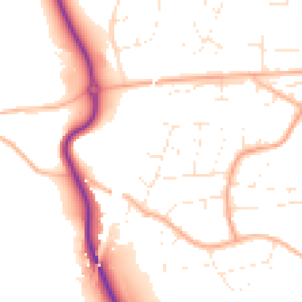 Daytime road noise heatmap for BS24 9LQ