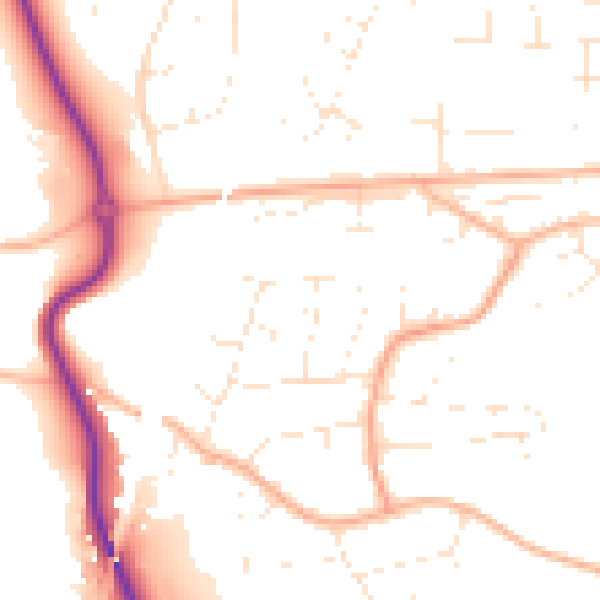 Daytime road noise heatmap for BS24 9LR