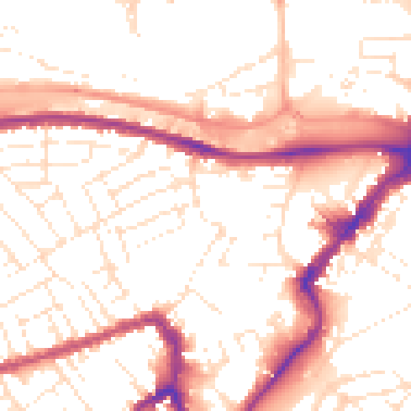 Daytime road noise heatmap for BS3 1DQ