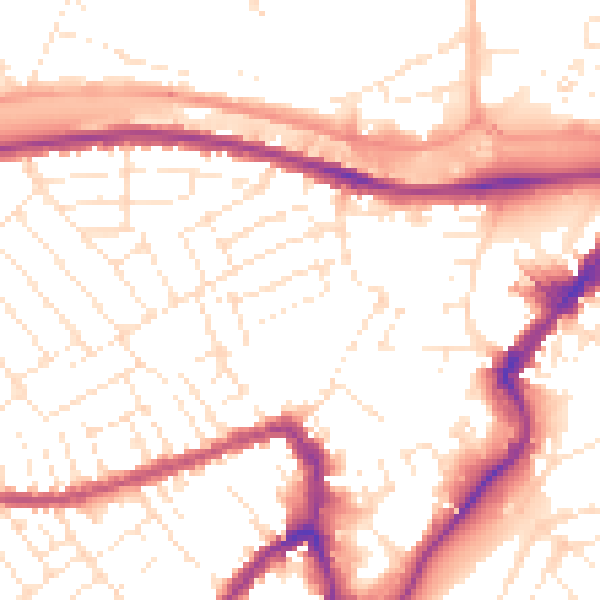 Daytime road noise heatmap for BS3 1DR