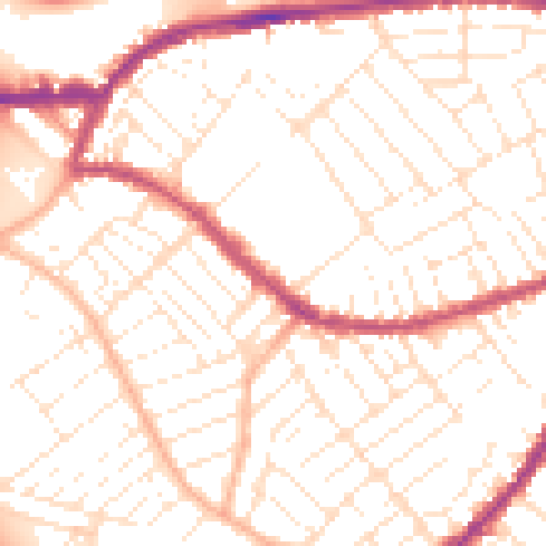 Daytime road noise heatmap for BS3 1JD