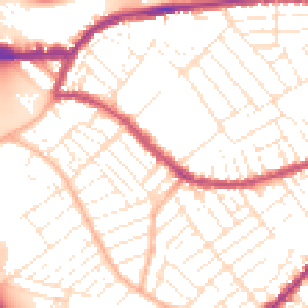 Daytime road noise heatmap for BS3 1JJ