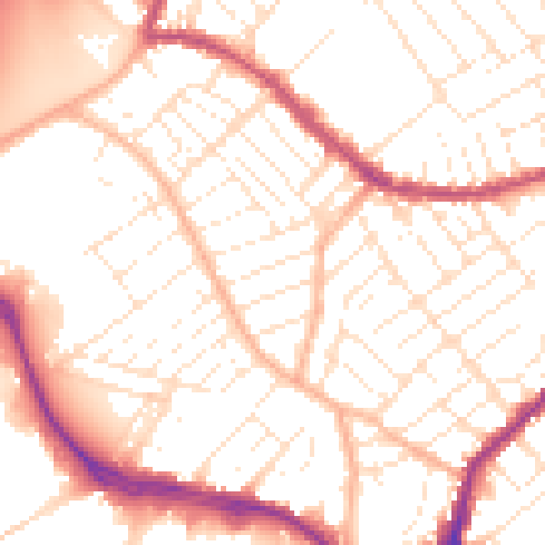 Daytime road noise heatmap for BS3 2DA