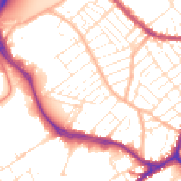 Daytime road noise heatmap for BS3 2LX
