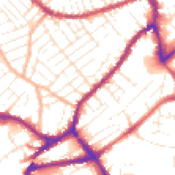 Daytime road noise heatmap for BS3 3EQ