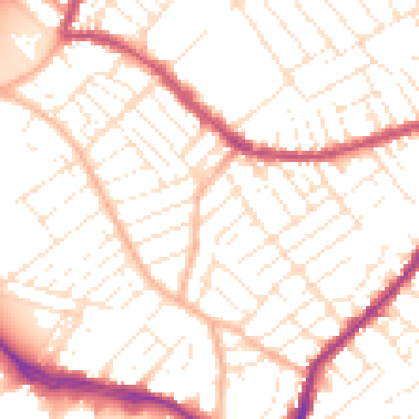 Daytime road noise heatmap for BS3 3ER