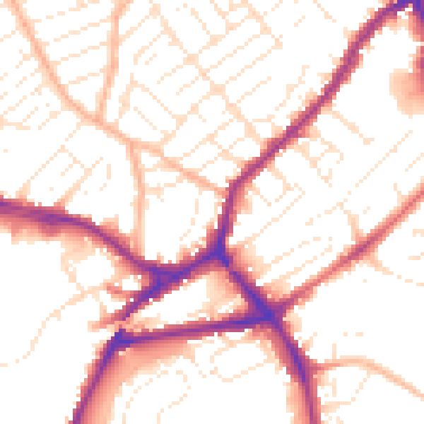 Daytime road noise heatmap for BS3 3HX