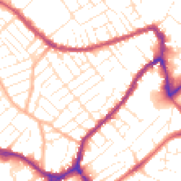 Daytime road noise heatmap for BS3 3JU