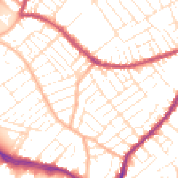 Daytime road noise heatmap for BS3 3TT