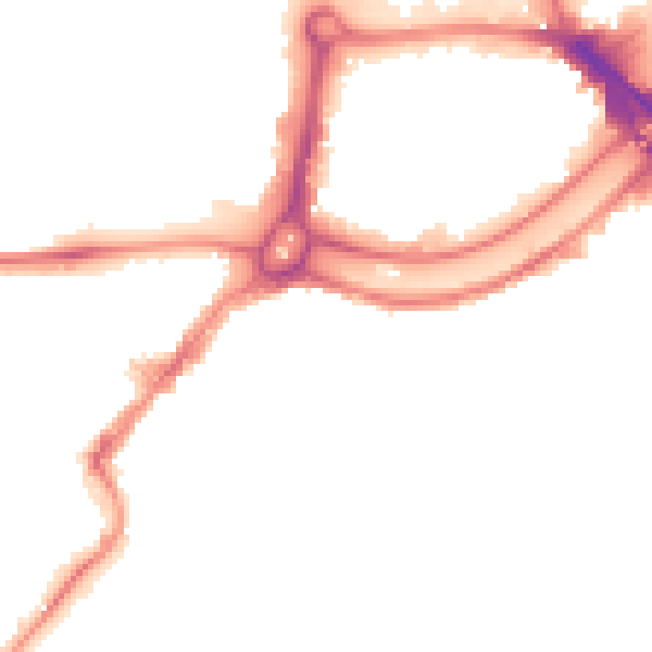 Night-time road noise heatmap for BS3 4AP
