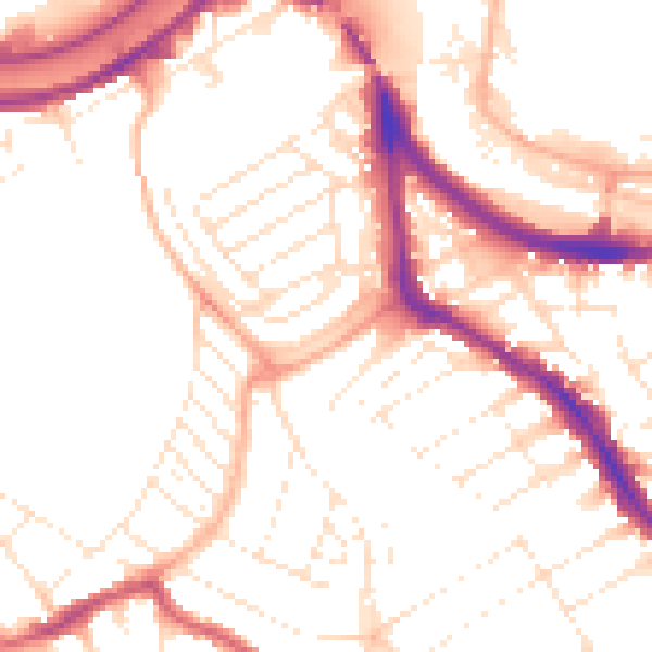 Daytime road noise heatmap for BS3 4RL