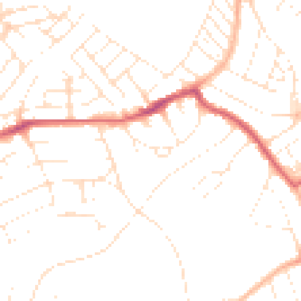 Daytime road noise heatmap for BS3 5ER