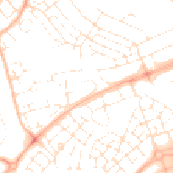Daytime road noise heatmap for BS34 5EU