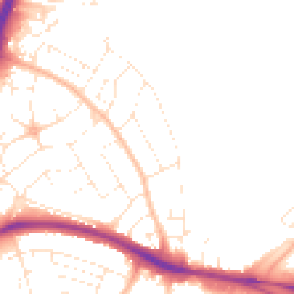 Daytime road noise heatmap for BS34 7HP