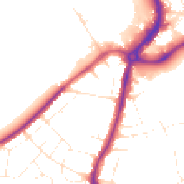 Daytime road noise heatmap for BS34 7RA