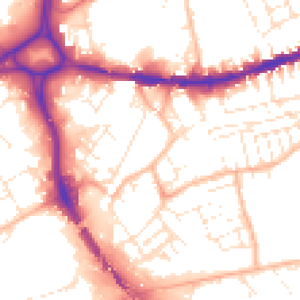 Daytime road noise heatmap for BS5 0AS