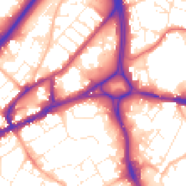 Daytime road noise heatmap for BS5 0BY