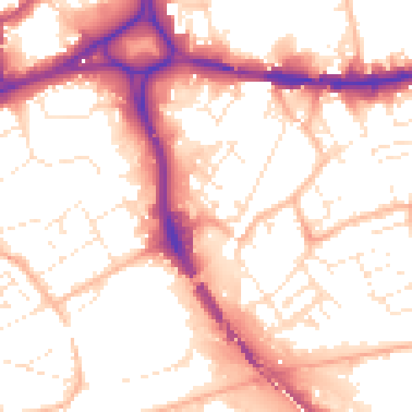Daytime road noise heatmap for BS5 0DD