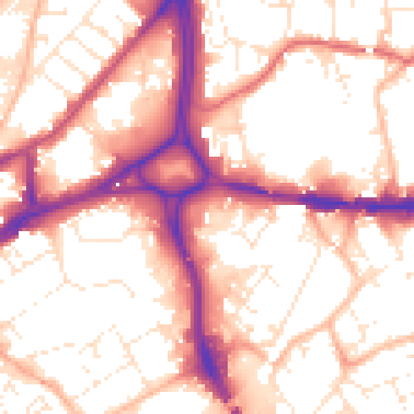 Daytime road noise heatmap for BS5 0DF