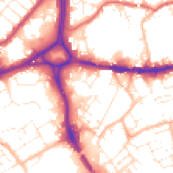 Daytime road noise heatmap for BS5 0DJ