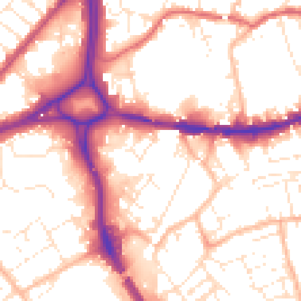 Daytime road noise heatmap for BS5 0DL