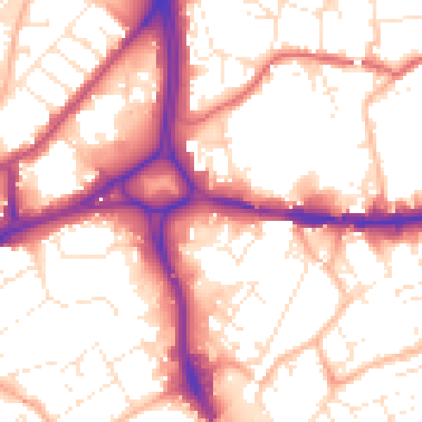 Daytime road noise heatmap for BS5 0DQ