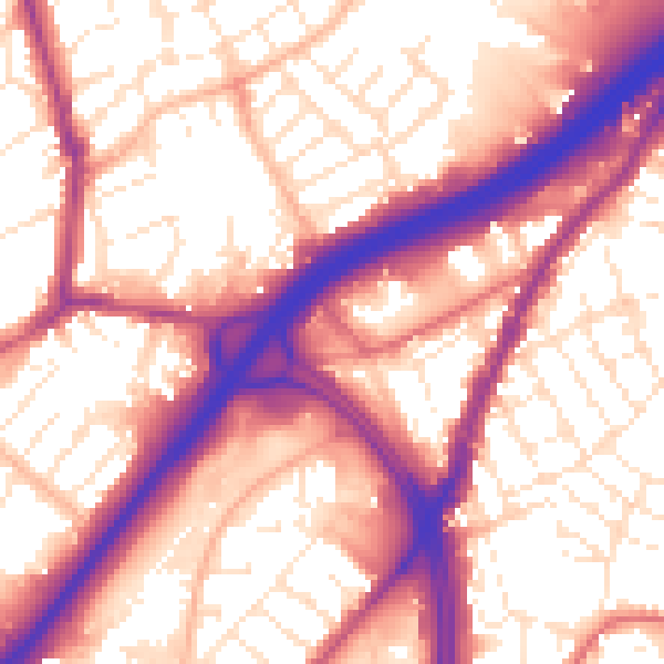 Daytime road noise heatmap for BS5 0FJ