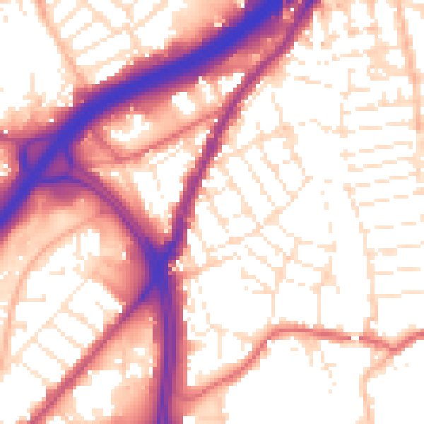Daytime road noise heatmap for BS5 0JG