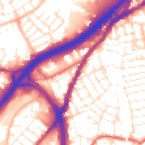 Daytime road noise heatmap for BS5 0NR