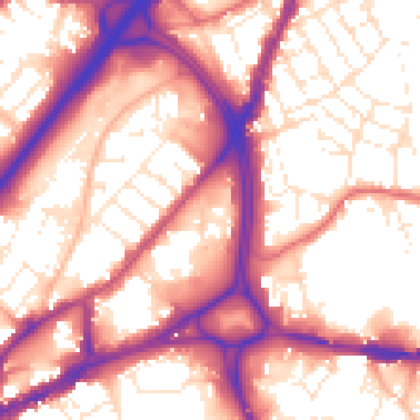 Daytime road noise heatmap for BS5 0RQ