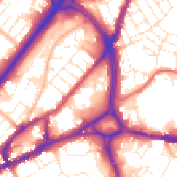 Daytime road noise heatmap for BS5 0SE