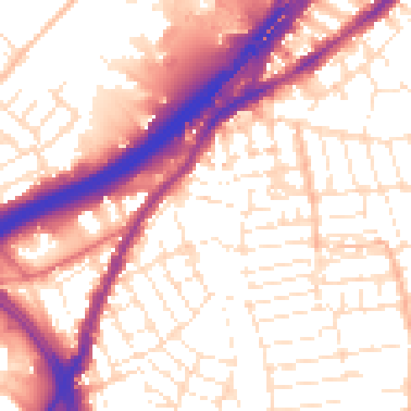 Daytime road noise heatmap for BS5 6HU