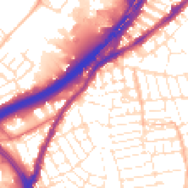 Daytime road noise heatmap for BS5 6NG