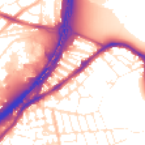 Daytime road noise heatmap for BS5 6PN