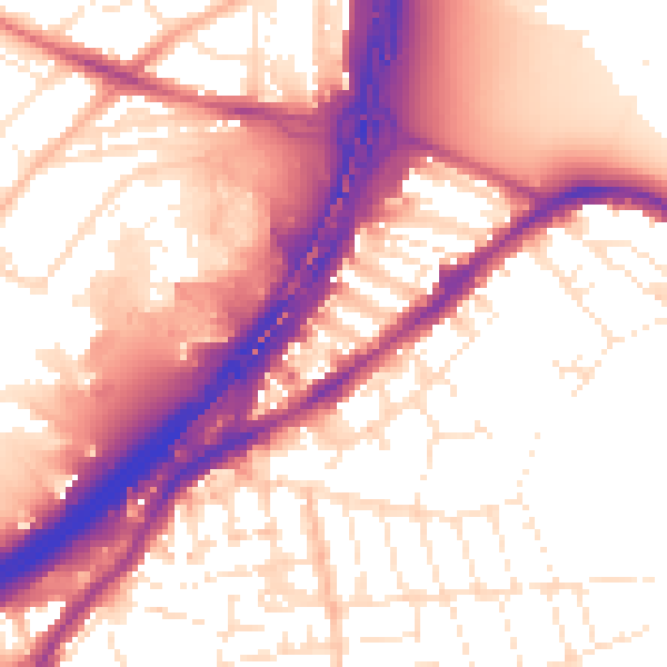 Daytime road noise heatmap for BS5 6SG