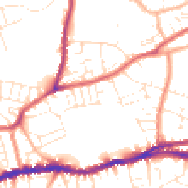 Daytime road noise heatmap for BS5 7AX