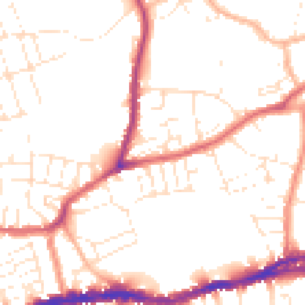Daytime road noise heatmap for BS5 7BY