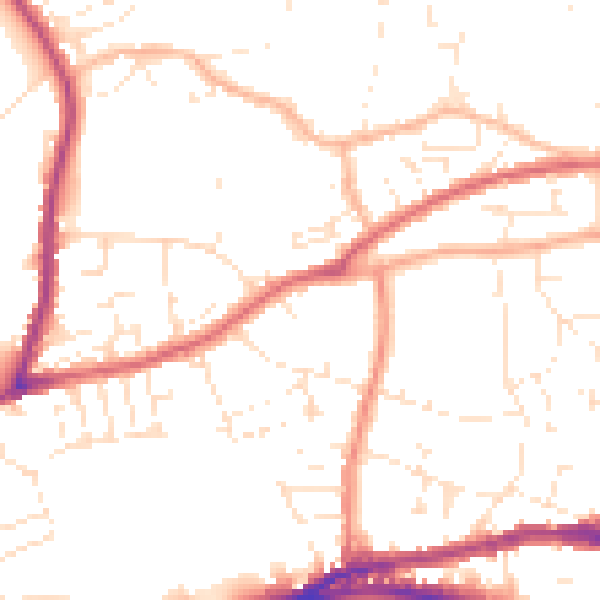 Daytime road noise heatmap for BS5 7DB