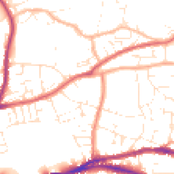 Daytime road noise heatmap for BS5 7DD