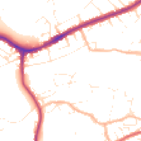 Daytime road noise heatmap for BS5 7EZ