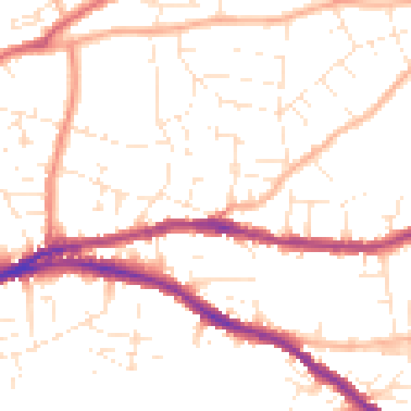 Daytime road noise heatmap for BS5 7HG