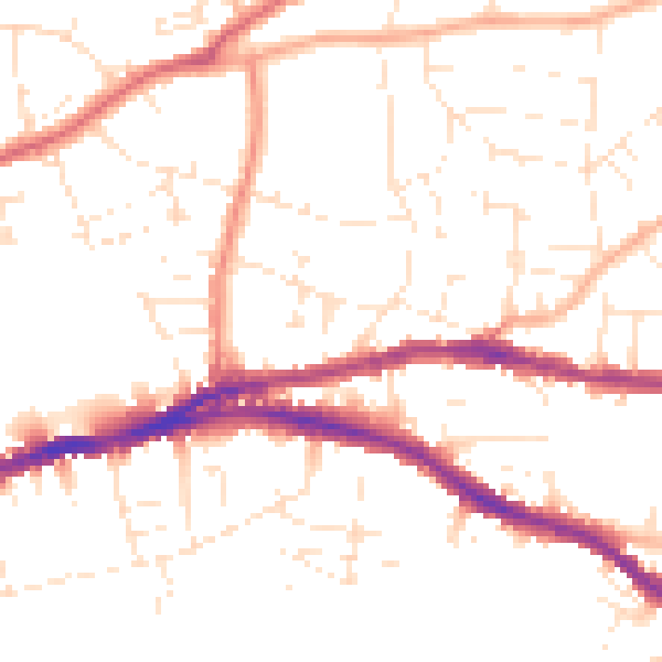Daytime road noise heatmap for BS5 7HS