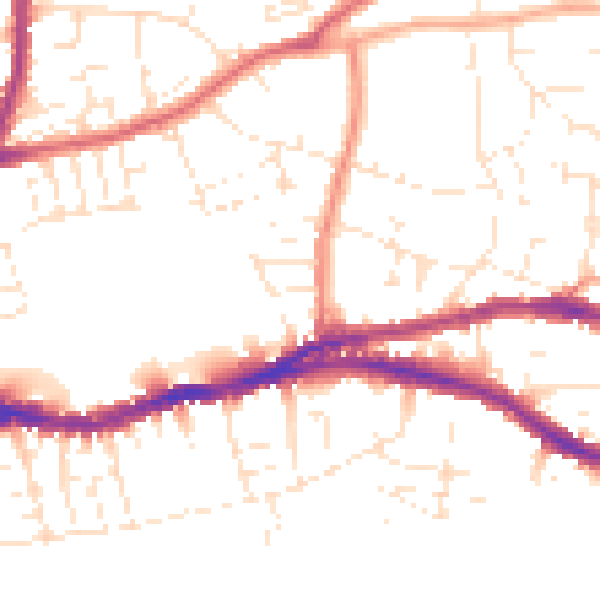 Daytime road noise heatmap for BS5 7JA